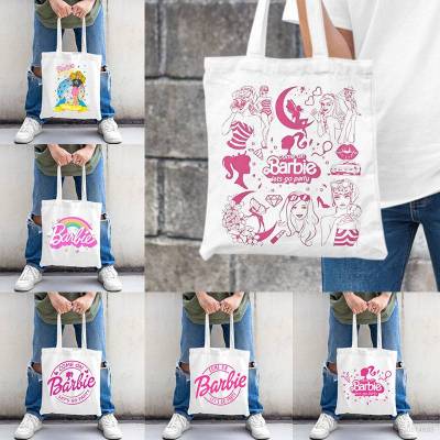 Barbie Printed canvas handbag shoulder bag student fashion large capacity simple personality