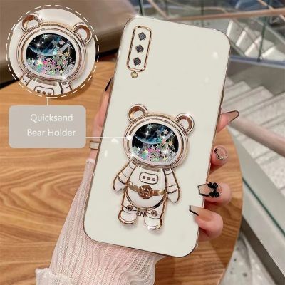 （shine electron）ที่ตั้งพับได้ลายการ์ตูนหมี,สำหรับ Samsung Galaxy A750 A7เคสมือถือหรูหราเคสโทรศัพท์2018ส่องแสง