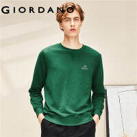 Giordano Men Sweatshirts Flat Lock Ribbed Crewneck Long Sleeves Sweatshirts Embroidery Casual Sweatshirts Free Shipping 13020814