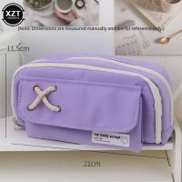 【CC】◑  New Large Capacity Stationery Organizer Holder Three-layer Canvas Student School Supplie