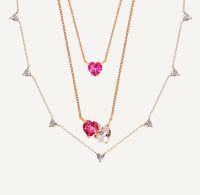 Vetiver Pearl Heart shape pink and whit topaz set เซ็ทสร้อยเงินแท้ 3เส้น พลอยโทปาซ พลอยแท้ เงินสเตอร์ลิง925 ชุบพิ้งโกลด์18k เครื่องประดับ สร้อยคอ แฟชั่น