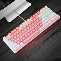 ✿₪ KLW Gaming Mechanical Keyboard 87 keys Game Anti-ghosting Blue Switch Color with Backlight Wired Keyboard For ProGamer Laptop PC