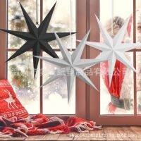 【LZ】♠  Moda nove-estrelas pontiagudas papel de natal estrela pingente aniversário jardim de infância loja janela decoração festa pendurar uma bandeira