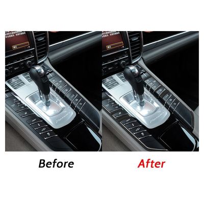 Carbon Fiber Black Interior Center Control Gear Shift Panel Button Decorative Trim Strips for Porsche Panamera 2010-2016 Accessories Parts Kits