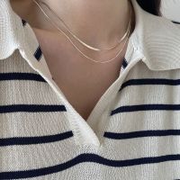 Original double-layer snake bone chain necklace womens sterling silver nude chain stacked mix-and-match chain clavicle chain short necklace niche design