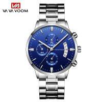 VA VA VOOM stainless steel blue black silver mens watch wholesale business calendar quartz watch male --Mens Watch238812❈