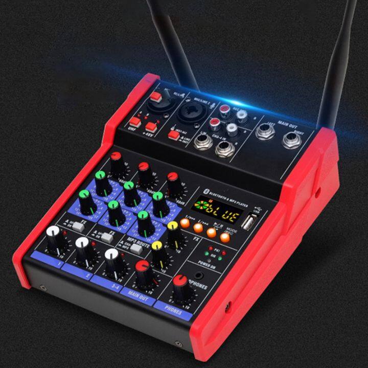 4-channel-audio-mixer-console-with-wireless-microphone-sound-mixing-with-bluetooth-usb-mini-dj-mixer-2-wireless-karaoke