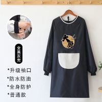 High-end apron waterproof and oil-proof kitchen home womens work clothes can wipe hands new style adult long-sleeved overalls custom