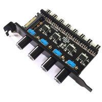 Pc 8 Channels Fan Hub 4 Knob Cooling Fan Speed Controller For Cpu Case Hdd Vga Pwm Fan Pci Bracket Power By 12V Fan Control Cables