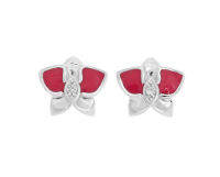 Jewelry Buffet Pink Orchid Earring Sterling Silver 925 and Rhodium Plated