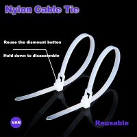 Black Releasable nylon cable ties 4mmx150/200/250/300 100PCS loose slipknot tie reusable packaging Plastic Zip Tie wrap Strap