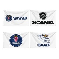 ธง SAAB Scania โพลีเอสเตอร์พิมพ์ดิจิตอลแบนเนอร์สโมสรรถยนต์ธงสวีเดน3X5ฟุต
