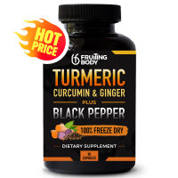 Turmeric Curcumin, Black Ginger &amp; Black Pepper Extract for Enhanced Absorption - Immunity Booster Supplement with 95% Curcuminoids. 90 Vegetarian Capsules