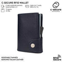 C-SECURE กระเป๋าใส่บัตร (RFID Protection) รุ่นหนังฟอกฝาด สีดำ (เคสบัตรสีเทา)