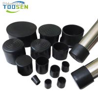 Black Round PVC Table Chair Leg Tips Caps Non-slip Chair Feet Rubber Pads Stick Pipe Tubing End Plug Floor Protector Covers