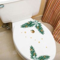 【LZ】ↂ  3D Christmas Tree Stars Toilet Wall Sticker Glass Wardrobe Window Art Mural Christmas Decoration PVC Flowers Poster Wallpaper