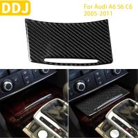 สำหรับ Audi A6 S6 C6 2005-2011อุปกรณ์เสริมรถยนต์เก็บของตรงกลาง Cox Cover Trim Trim สติกเกอร์ไฟเบอร์คาร์บอนตกแต่ง