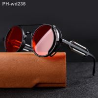 Gothic Steampunk Sunglasses Classic Vintage Round Punk Sun Glasses UV400 Shades Brand Design Eyewear Women Eyelasses 2023 Trendy