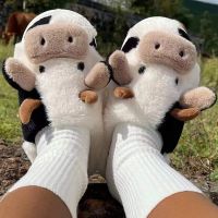 New Upgrate Cute Animal Slipper Women Girls Kawaii Fluffy Winter Warm Slippers Woman Cartoon Milk Cow House Slippers Funny ShoesTH