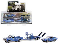 Greenlight 1/64 Racing Hitch &amp; Tow Series 4 - 1968 Chevy C-10 &amp; 1967 Chevrolet Camaro on Tamdem Car Trailer 31140-A