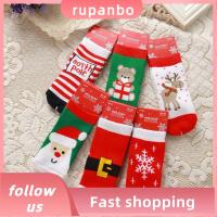 RUPANBO039392692 Cartoon Cotton Boys Girls Christmas Socks Winter Warm Xmas Stockings Santa Claus Snowflake Deer