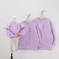 Family Matching Clothes Spring Autumn Sweater Love Heart Father Son Mother Daughter Long-sleeved Shirt Baby Birthday Outfit