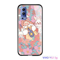 พร้อม Casing Ponsel เคสสำหรับ Vivo Y52 5G/Y72 5G/Y11 2019ดอกไม้สุดหรูสาวกันกระแทกกระจกเทมเปอร์เคสมันวาวฝาหลังใหม่ปลอก