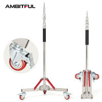 AMBITFUL ZD120 305Cm,สแตนเลสหนักขาตั้งหลอดไฟรอกโคมไฟพับเก็บได้ขาตั้งหลอดไฟ