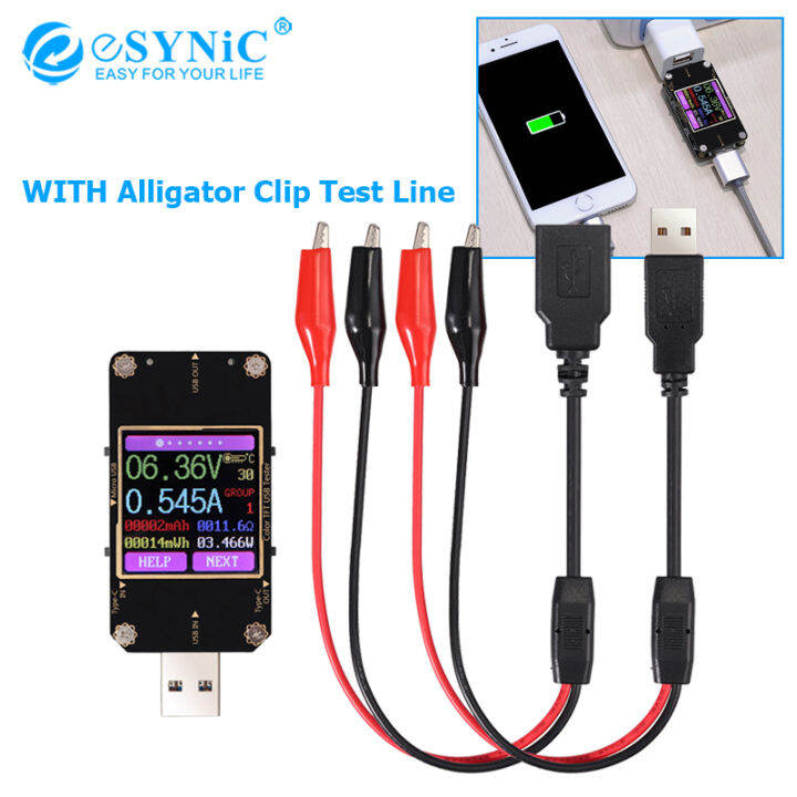 eSYNIC USB Power Meter Tester Bluetooth USB Tester Type-C Current and ...