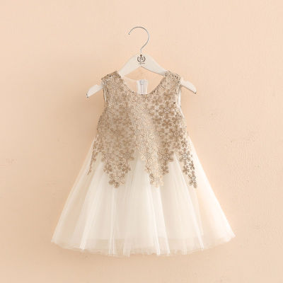 Girls Summer Vest Gauze Dress 2022 New Arrival Children Clothing Evening Dress Baby Kid Embroidered Stitching Sleeveless Dresses