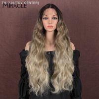 MIRACLE Synthetic Lace Wig For Black Women Long Body Wave Wigs Ombre Blonde Pink Purple Cosplay Wigs High Temperature Hair [ Hot sell ] TOY CENTER