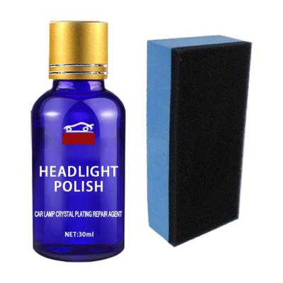 Headlight Polish Cleaner 30ml Headlamp Scratch Remover For Car Taillight Repair Liquid With Wipe Sponge Vehicles Maintenance Supplies To Remove Oxidation Yellowing And Scratches applied