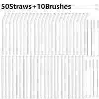 50Pcs Reusable Straws Straight Bent Drinking Straw Eco-friendly Glass Straws for Cocktail Beer Juice Drinks Party Bar Drinkware Barware