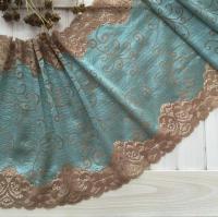 1 Meter/ lot High End Jacquard Lace Trim Luxury Elastic Copper Green Lace Fabric 25cm Width Fabric  Material