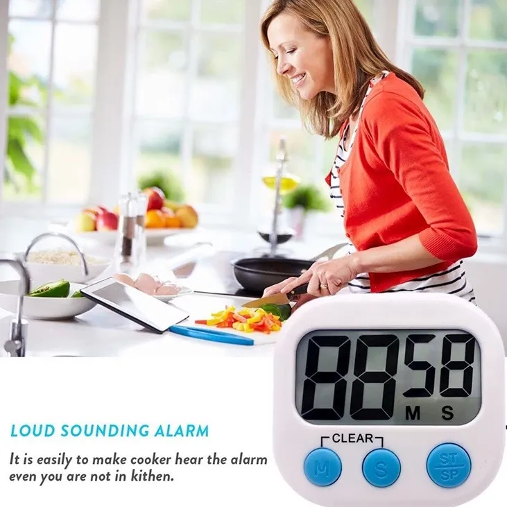 1PC Digital Kitchen Timer Big Digits Loud Alarm for Cooking Baking