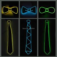 GZYUCHAO EL Men Gift EL Wire Black Ties Wedding Party Decor Neon LED Luminous Bow Neck Tie Ties For Men Boys Kids