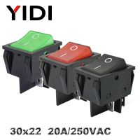 KCD4-201 30x22 30A 250VAC Heavy Duty KCD4 Rocker Switch 20A 250VAC DPST ON OFF latching 12V 220V Red Green Blue LED Illuminated Electrical Circuitry