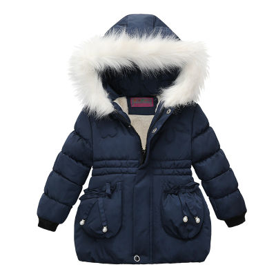 1 2 3 4 Years Girls Winter Warm Jacket  New Heavy Thick Plus Velvet Hooded Coat For Kids Childrens Outdoor Travel Clothing