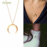 Bohemia Statement Bib Charm Choker Horn Chain Necklace Crescent Moon Pendant Jewelry