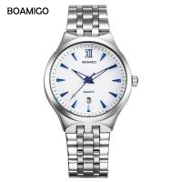 BOAMIGO brand watches men quartz business fashion casual watch full steel date women lover couple 30m waterproof wristwatches