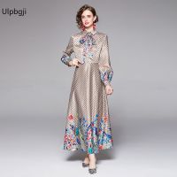 European and American Fashion All-Match Waist Slimming Positioning Printed Dress (with Belt)