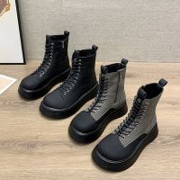 Leather Fashion short Boots Womens Autumn/Winter 2021 New Wild Thick-soled Motorcycle Boots Single Boots Chunky Shoes High