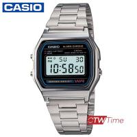 Casio Digital Classic นาฬิกาข้อมือสุภาพบุรุษ สีเงิน สายสแตนเลส รุ่น A158WA-1DF