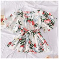 korean style women ladies chiffon flower shirt blouse baju wanita lengan panjang