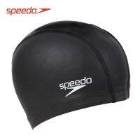 Speedo หมวกว่ายน้ำสำหรับทั้งหญิงและชายสบาย Headless ซิลิโคนเคลือบหมวกว่ายน้ำขนาดใหญ่ผมยาวไม่หัวแน่นสีขาว