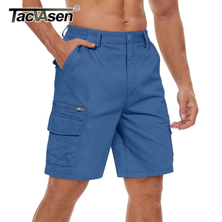 tacvasen-กางเกงขาสั้นผ้าแฟชั่นผู้ชายหลายกระเป๋าขนส่งทำจากผ้าฝ้าย97-กางเกงผ้าริปหยุดทำงานทรงหลวมกางเกงขาสั้นสไตล์ซาฟารีลำลองสำหรับกิจกรรมกลางแจ้ง