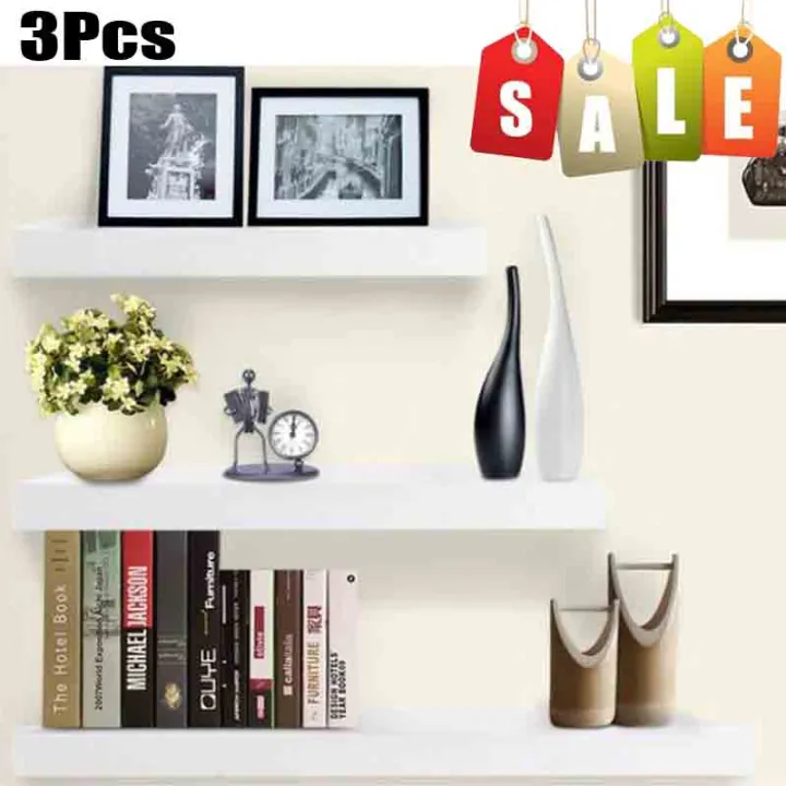 3pcs White Floating Shelves Wall Shelf, Easy To Hang Wall Shelves