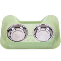 Leak Proof Double Dog Bowl Pet Feeding Drinking Bowls Cat Water Feeder Tray With Removable Pet Bowls