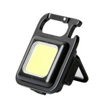 Mini COB Keychain Light USB Rechargeable Lighting Flashlight Portable Pocket LED Light with Folding Bracket Bottle Opener and Magnet Base for Fishing Walking Camping valuable