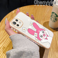 เคส Chenyyka สำหรับ Xiaomi MI 11 Lite 4G 11 Lite 5G 11 Lite 5G 11 Lite 5G Ne เคสการ์ตูนกระต่ายเมโลดี้น่ารักหรูหราชุบเคสมือถือกรอบซิลิโคนกันกระแทกฝาหลังป้องกันเลนส์กล้อง